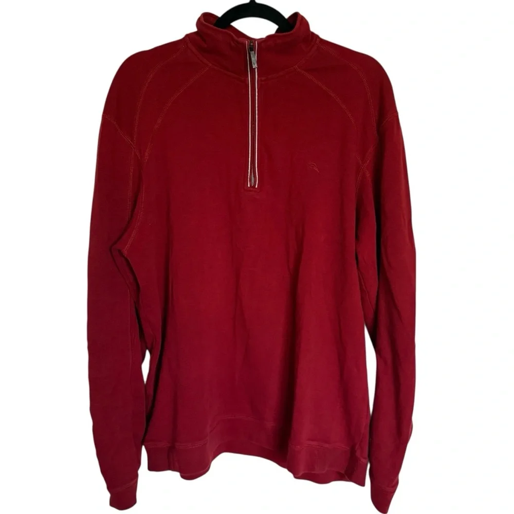 Tommy Bahama‎ Men's Red Half-Zip Sweater Sz XL
